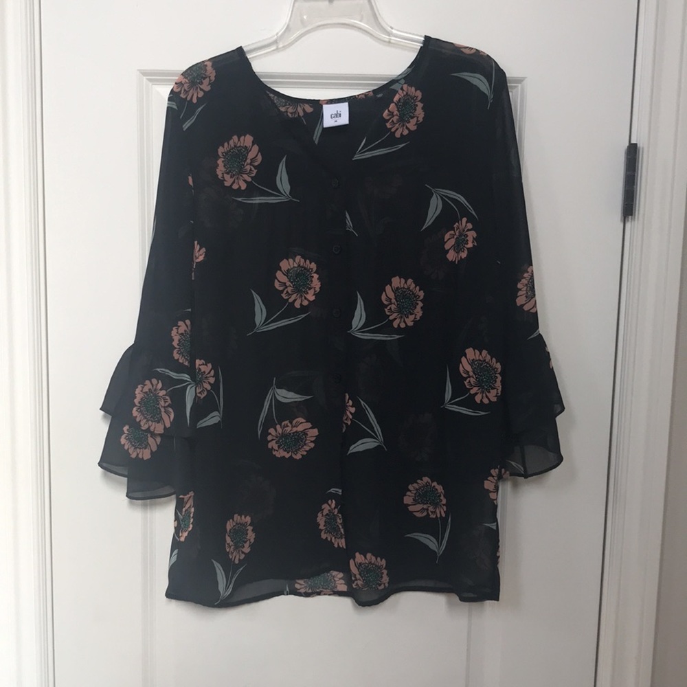 Beautiful sheer Cabi 3/4 fiesta sleeve Sz M (sku B)